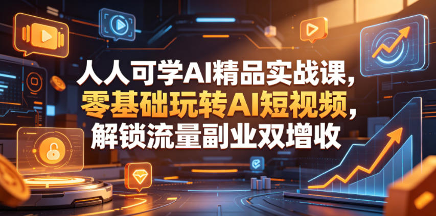 人人可学AI精品实战课，零基础玩转AI短视频，解锁流量副业双增收-创业网 - 最新网络创业项目与实战营销教程平台 | cye.cc