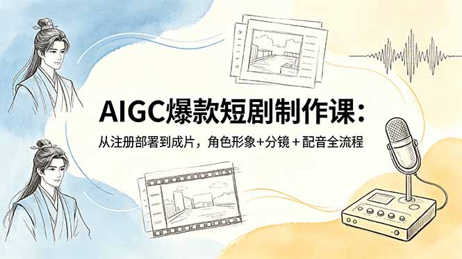 AIGC爆款短剧制作课：从注册部署到成片，角色形象+分镜+配音全流程-创业网 - 最新网络创业项目与实战营销教程平台 | cye.cc