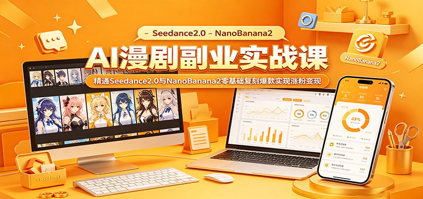 AI漫剧副业实战课：精通Seedance2.0与NanoBanana2零基础复刻爆款实现涨粉变现-创业网 - 最新网络创业项目与实战营销教程平台 | cye.cc