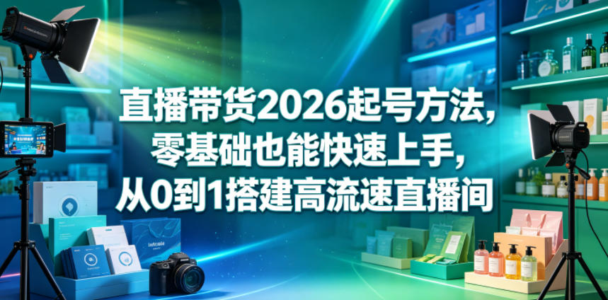 直播带货2026起号方法，零基础也能快速上手，从0到1搭建高流速直播间-创业网 - 最新网络创业项目与实战营销教程平台 | cye.cc