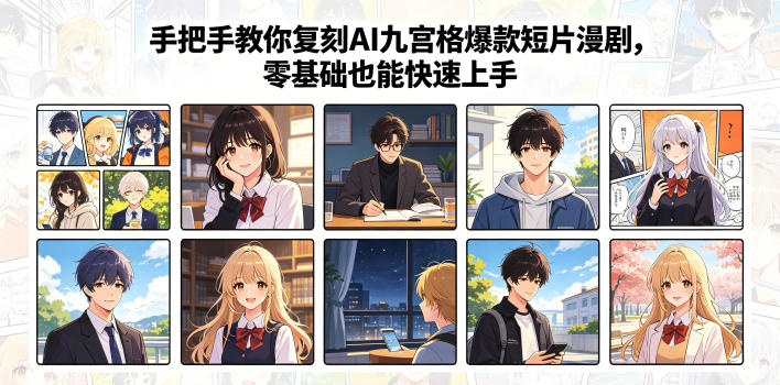 手把手教你复刻AI九宫格爆款短片漫剧，零基础也能快速上手-创业网 - 最新网络创业项目与实战营销教程平台 | cye.cc