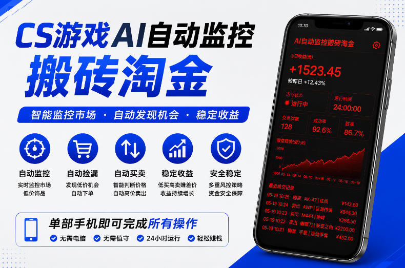 CS游戏AI自动监控搬砖淘金，稳定运行多年，支持任何形式验证，日入300+【揭秘】-创业网 - 最新网络创业项目与实战营销教程平台 | cye.cc