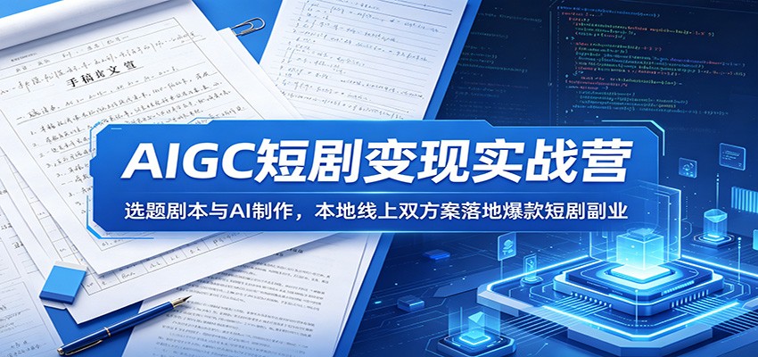 AIGC短剧变现实战营：选题剧本与AI制作，本地线上双方案落地爆款短剧副业-创业网 - 最新网络创业项目与实战营销教程平台 | cye.cc