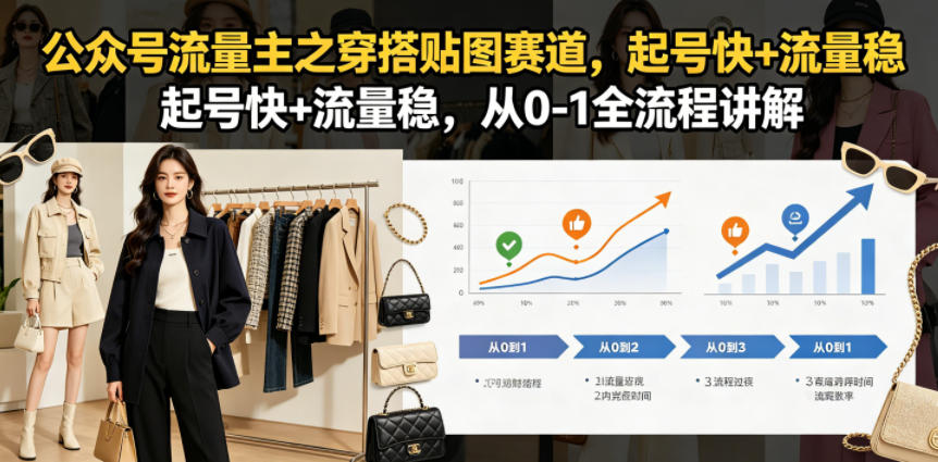 公众号流量主之穿搭贴图赛道，起号快+流量稳，从0-1全流程讲解-创业网 - 最新网络创业项目与实战营销教程平台 | cye.cc