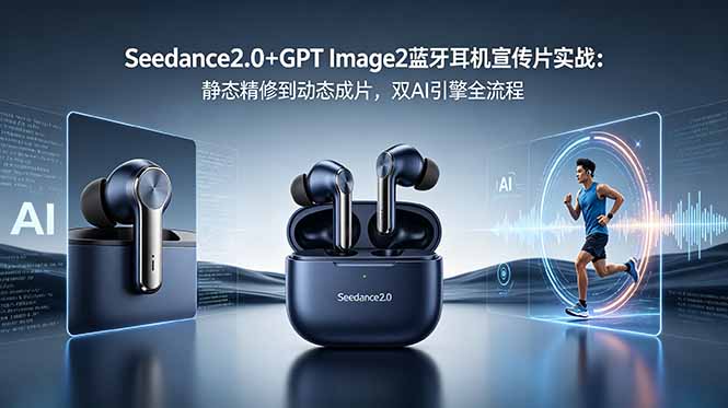 Seedance2.0+GPT Image2蓝牙耳机宣传片实战：静态精修到动态成片，双AI引擎全流程-创业网 - 最新网络创业项目与实战营销教程平台 | cye.cc