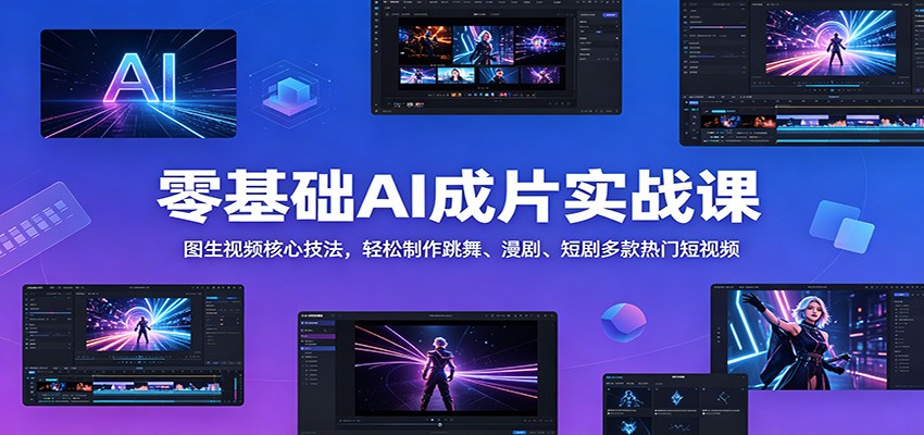 零基础AI成片实战课：图生视频核心技法，轻松制作跳舞、漫剧、短剧多款热门短视频-创业网 - 最新网络创业项目与实战营销教程平台 | cye.cc