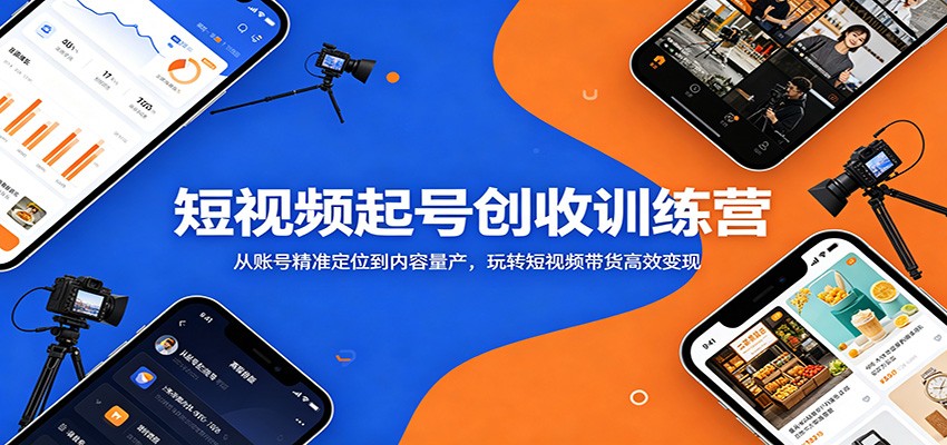 短视频起号创收训练营：从账号精准定位到内容量产，玩转短视频带货高效变现-创业网 - 最新网络创业项目与实战营销教程平台 | cye.cc