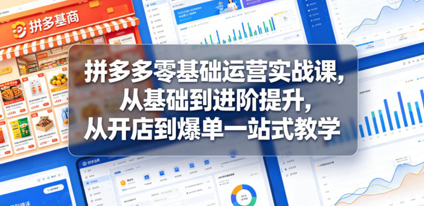 拼多多零基础运营实战课，从基础到进阶提升，从开店到爆单一站式教学-创业网 - 最新网络创业项目与实战营销教程平台 | cye.cc