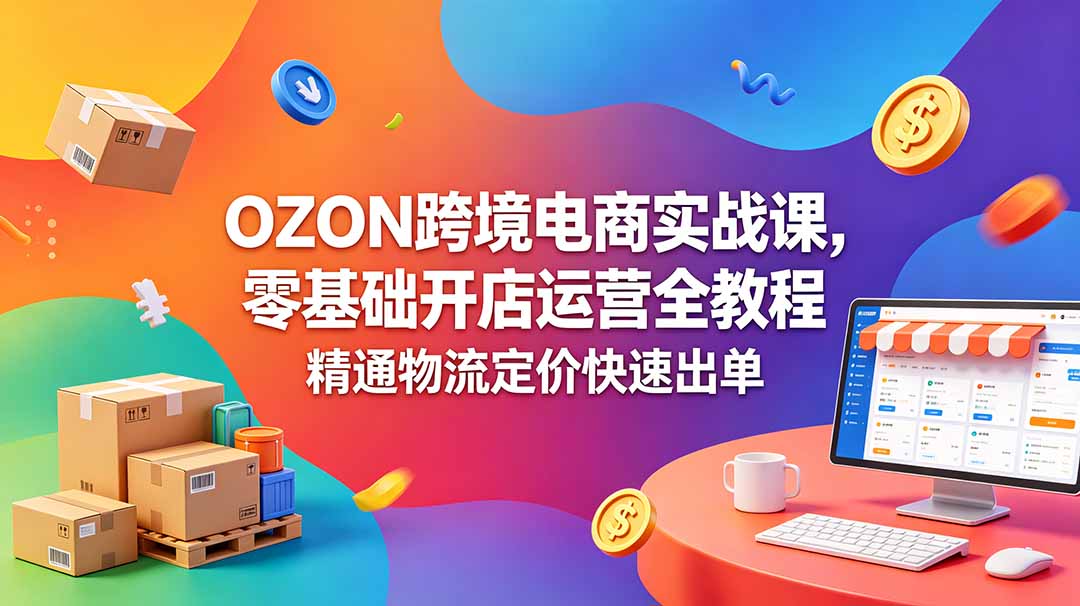 OZON 跨境电商实战课，零基础开店运营全教程，精通物流定价快速出单-创业网 - 最新网络创业项目与实战营销教程平台 | cye.cc