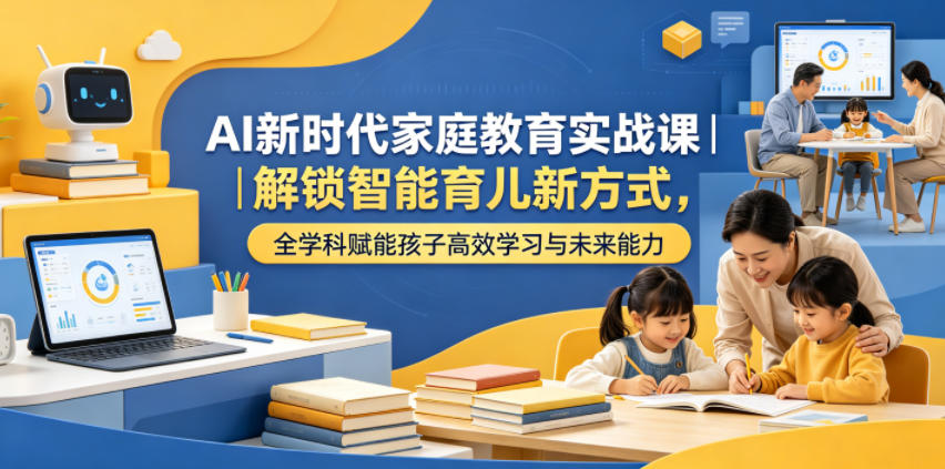 AI新时代家庭教育实战课｜解锁智能育儿新方式，全学科赋能孩子高效学习与未来能力-创业网 - 最新网络创业项目与实战营销教程平台 | cye.cc
