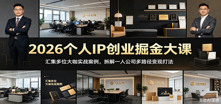 2026个人IP创业掘金大课：汇集多位大咖实战案例，拆解一人公司多路径变现打法-创业网 - 最新网络创业项目与实战营销教程平台 | cye.cc