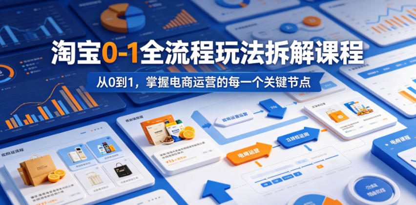 淘宝0-1全流程玩法拆解课程，从0到1，掌握电商运营的每一个关键节点-创业网 - 最新网络创业项目与实战营销教程平台 | cye.cc