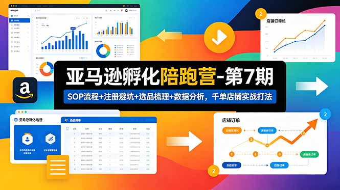 亚马逊孵化陪跑营-第7期：SOP流程+注册避坑+选品梳理+数据分析，千单店铺实战打法-创业网 - 最新网络创业项目与实战营销教程平台 | cye.cc