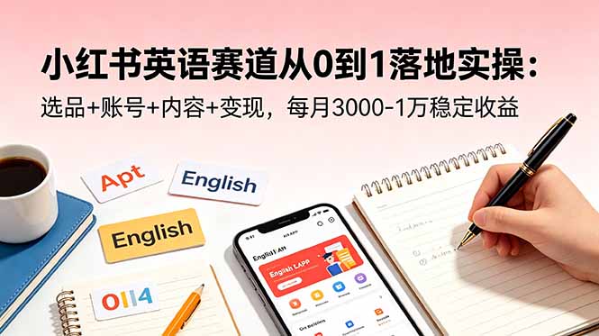 小红书英语赛道从0到1落地实操：选品+账号+内容+变现，每月3000-1万稳定收益-创业网 - 最新网络创业项目与实战营销教程平台 | cye.cc