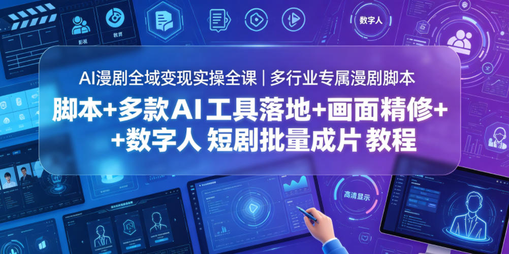 AI漫剧全域变现实操全课｜多行业专属漫剧脚本+多款AI工具落地+画面精修+数字人短剧批量成片全教程-创业网 - 最新网络创业项目与实战营销教程平台 | cye.cc