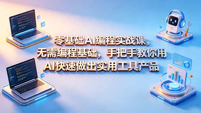 零基础AI编程实战课-更新，无需编程基础，手把手教你用AI快速做出实用工具产品-创业网 - 最新网络创业项目与实战营销教程平台 | cye.cc