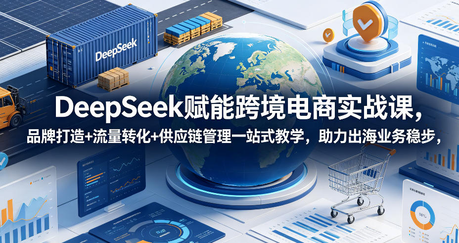 DeepSeek赋能跨境电商实战课，品牌打造+流量转化+供应链管理一站式教学，助力出海业务稳步发展-创业网 - 最新网络创业项目与实战营销教程平台 | cye.cc