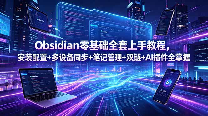 Obsidian零基础全套上手教程，安装配置+多设备同步+笔记管理+双链+AI插件全掌握-创业网 - 最新网络创业项目与实战营销教程平台 | cye.cc