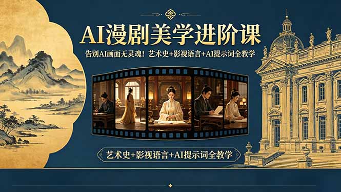 告别AI画面无灵魂！AI漫剧美学进阶课-更新，艺术史+影视语言+AI提示词全教学-创业网 - 最新网络创业项目与实战营销教程平台 | cye.cc