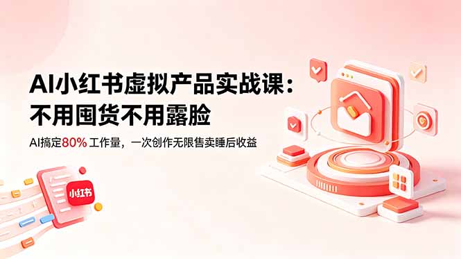 AI小红书虚拟产品实战课-更新：不用囤货不用露脸，AI搞定80%工作量，一次创作无限售卖睡后收益-创业网 - 最新网络创业项目与实战营销教程平台 | cye.cc
