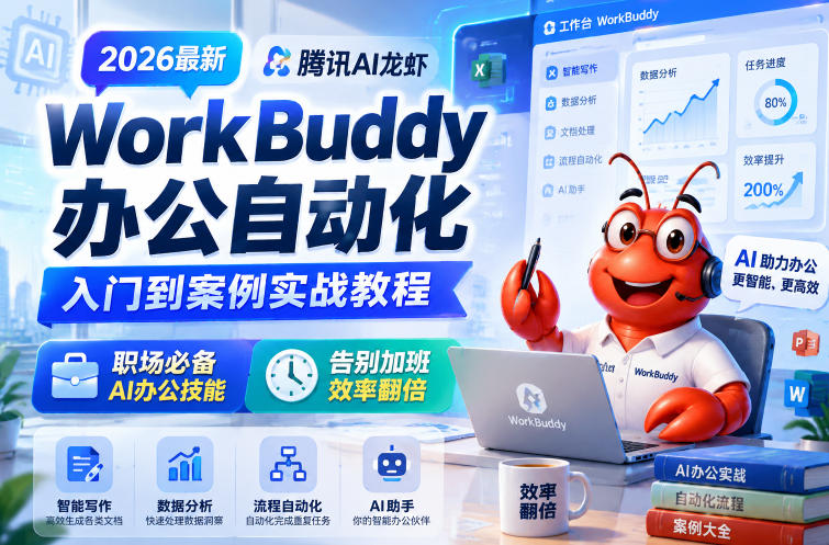 2026最新腾讯AI龙虾WorkBuddy办公自动化入门到案例实战教程，职场必备AI办公技能，告别加班，效率翻倍-创业网 - 最新网络创业项目与实战营销教程平台 | cye.cc