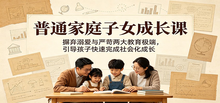 普通家庭子女成长课：摒弃溺爱与严苛两大教育极端，引导孩子快速完成社会化成长-创业网 - 最新网络创业项目与实战营销教程平台 | cye.cc