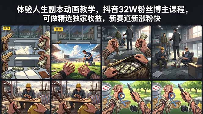 体验人生副本动画教学， 抖音32W粉丝博主课程，可做精选独家收益，新赛道新涨粉快-创业网 - 最新网络创业项目与实战营销教程平台 | cye.cc