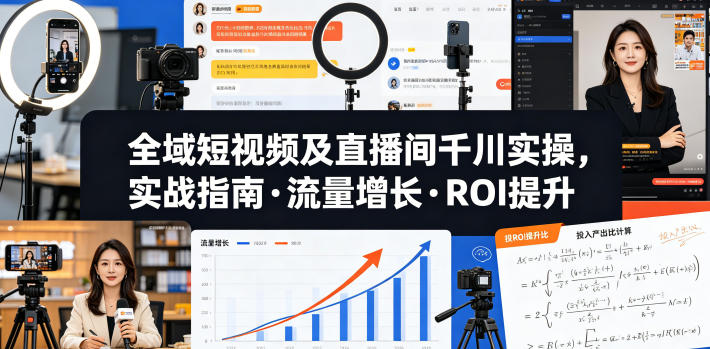 全域短视频及直播间千川实操，实战指南·流量增长·ROI提升(更新)-创业网 - 最新网络创业项目与实战营销教程平台 | cye.cc
