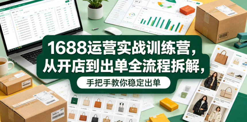 1688运营实战训练营，从开店到出单全流程拆解，手把手教你稳定出单-创业网 - 最新网络创业项目与实战营销教程平台 | cye.cc