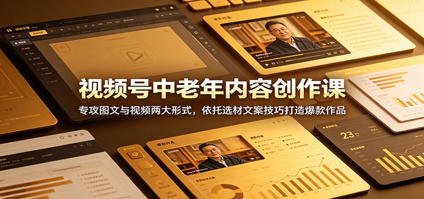 视频号中老年内容创作课：专攻图文与视频两大形式，依托选材文案技巧打造爆款作品-创业网 - 最新网络创业项目与实战营销教程平台 | cye.cc