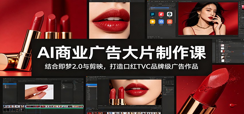 AI商业广告大片制作课：结合即梦2.0与剪映，打造口红TVC品牌级广告作品-创业网 - 最新网络创业项目与实战营销教程平台 | cye.cc