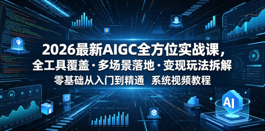 2026最新AIGC全方位实战课，全工具覆盖・多场景落地・变现玩法拆解，零基础从入门到精通系统视频教程-创业网 - 最新网络创业项目与实战营销教程平台 | cye.cc