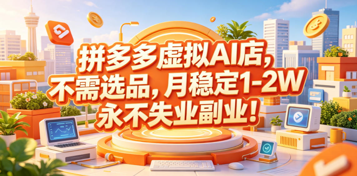 拼多多虚拟AI店，不需选品，月稳定1-2W，永不失业副业！【揭秘】-创业网 - 最新网络创业项目与实战营销教程平台 | cye.cc