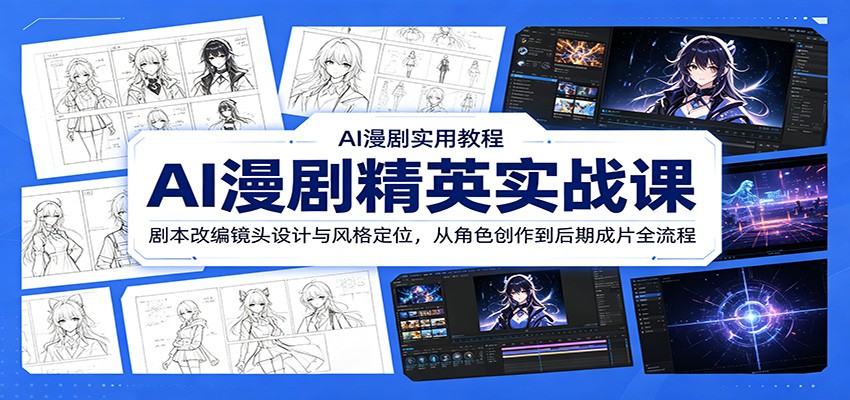 AI漫剧精英实战课：剧本改编镜头设计与风格定位，从角色创作到后期成片全流程-创业网 - 最新网络创业项目与实战营销教程平台 | cye.cc