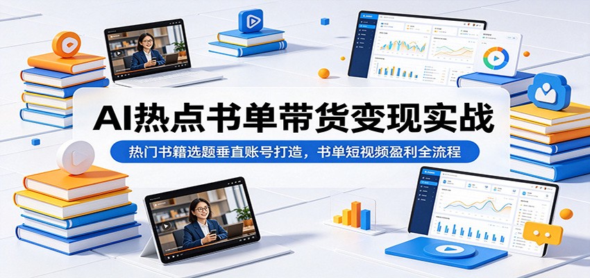 AI热点书单带货变现实战：热门书籍选题垂直账号打造，书单短视频盈利全流程-创业网 - 最新网络创业项目与实战营销教程平台 | cye.cc