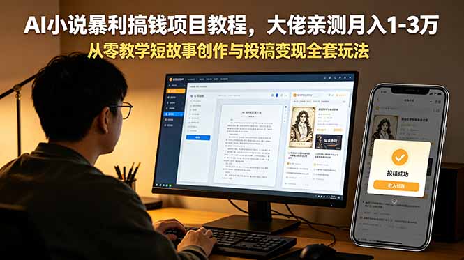 AI小说暴利搞钱项目教程，大佬亲测月入1-3万，从零教学短故事创作与投稿变现全套玩法-创业网 - 最新网络创业项目与实战营销教程平台 | cye.cc