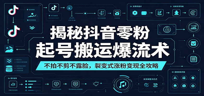 揭秘抖音零粉起号搬运爆流术：不拍不剪不露脸，裂变式涨粉变现全攻略-创业网 - 最新网络创业项目与实战营销教程平台 | cye.cc