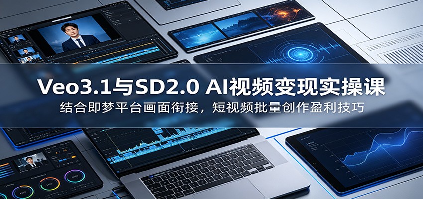 Veo3.1与SD2.0 AI视频变现实操课课：结合即梦平台画面衔接，短视频批量创作盈利技巧-创业网 - 最新网络创业项目与实战营销教程平台 | cye.cc