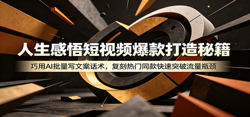 人生感悟短视频爆款打造秘籍：巧用A 批量写文案话术，复刻热门同款快速突破流量瓶颈-创业网 - 最新网络创业项目与实战营销教程平台 | cye.cc