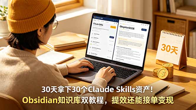 30天拿下30个Claude Skills资产！Obsidian知识库双教程，提效还能接单变现-创业网 - 最新网络创业项目与实战营销教程平台 | cye.cc