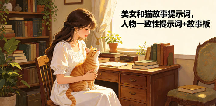 美女和猫故事提示词，人物一致性提示词+故事板-创业网 - 最新网络创业项目与实战营销教程平台 | cye.cc