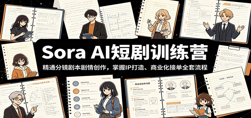 Sora AI短剧训练营：精通分镜剧本剧情创作，掌握IP打造、商业化接单全套流程-创业网 - 最新网络创业项目与实战营销教程平台 | cye.cc