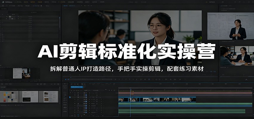 AI剪辑标准化实操营：拆解普通人IP打造路径，手把手实操剪辑，配套练习素材-创业网 - 最新网络创业项目与实战营销教程平台 | cye.cc