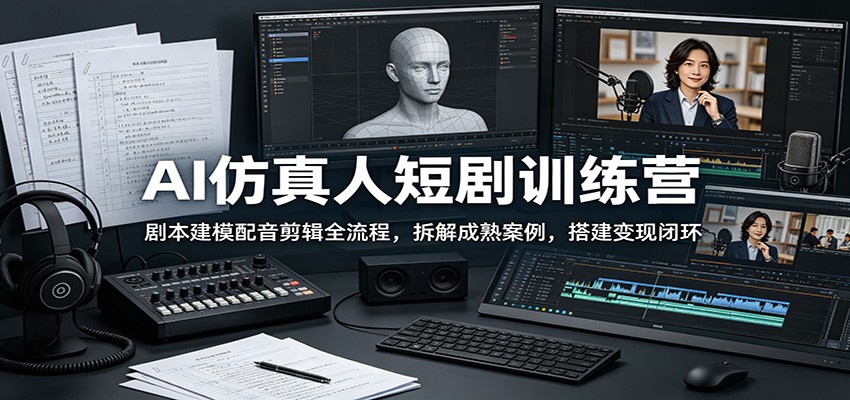 AI仿真人短剧训练营：剧本建模配音剪辑全流程，拆解成熟案例，搭建变现闭环-创业网 - 最新网络创业项目与实战营销教程平台 | cye.cc