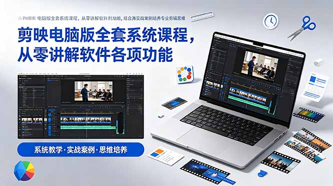 剪映电脑版全套系统课程，从零讲解软件各项功能，结合海量实战案例培养专业剪辑思维-创业网 - 最新网络创业项目与实战营销教程平台 | cye.cc