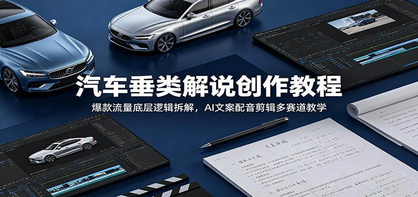 汽车垂类解说创作教程：爆款流量底层逻辑拆解，AI文案配音剪辑多赛道教学-创业网 - 最新网络创业项目与实战营销教程平台 | cye.cc