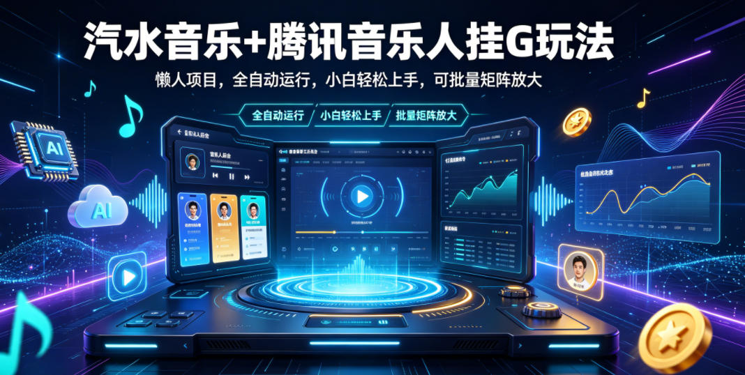 汽水音乐+腾讯音乐人挂G玩法，懒人项目，全自动运行，小白轻松上手，可批量矩阵放大【揭秘】-创业网 - 最新网络创业项目与实战营销教程平台 | cye.cc