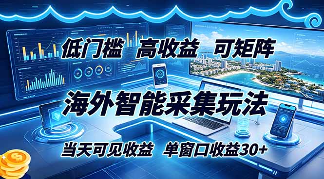 海外智能采集玩法，低门槛高单价可矩阵，当天可见收益，单窗口30+-创业网 - 最新网络创业项目与实战营销教程平台 | cye.cc