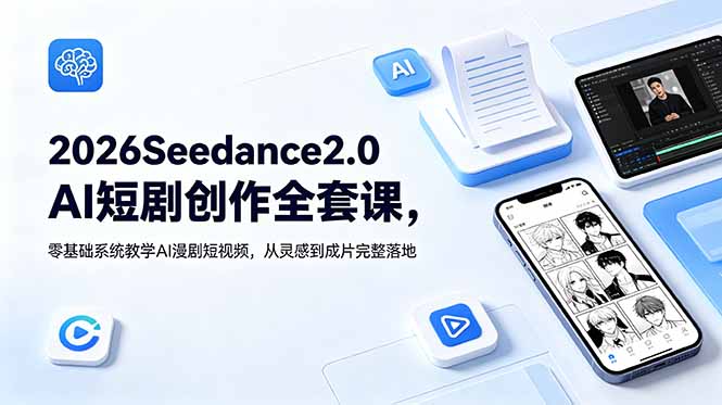 2026Seedance2.0AI短剧创作全套课，零基础系统教学AI漫剧短视频，从灵感到成片完整落地-创业网 - 最新网络创业项目与实战营销教程平台 | cye.cc