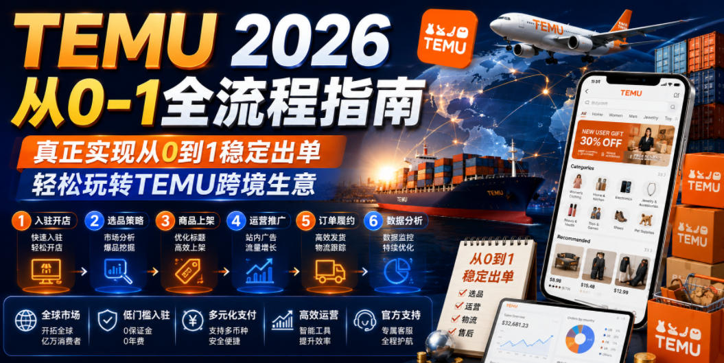 TEMU 2026从0-1全流程指南，真正实现从0到1稳定出单，轻松玩转TEMU跨境生意-创业网 - 最新网络创业项目与实战营销教程平台 | cye.cc